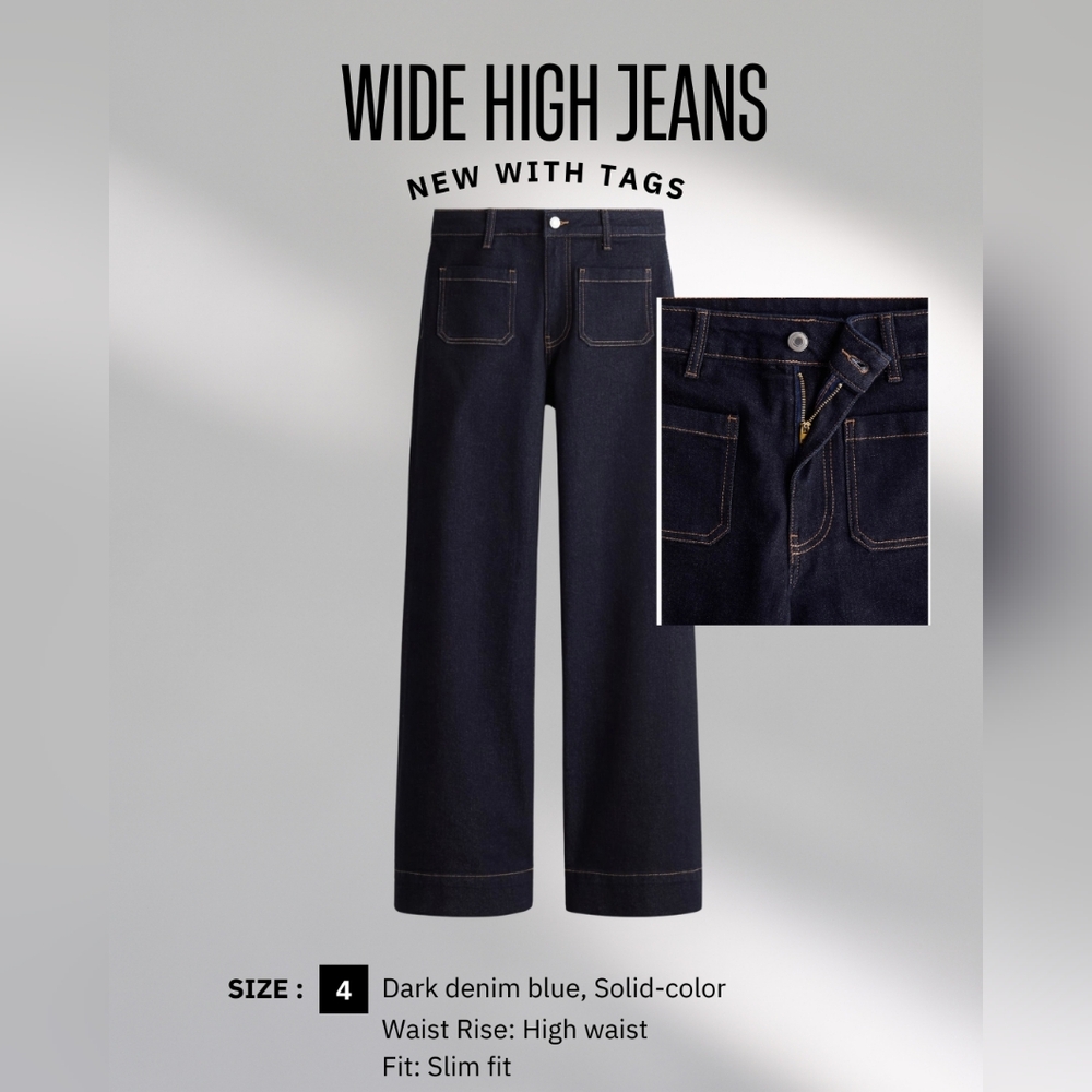 NWT | H&M Wide High Jeans - Dark Denim Blue